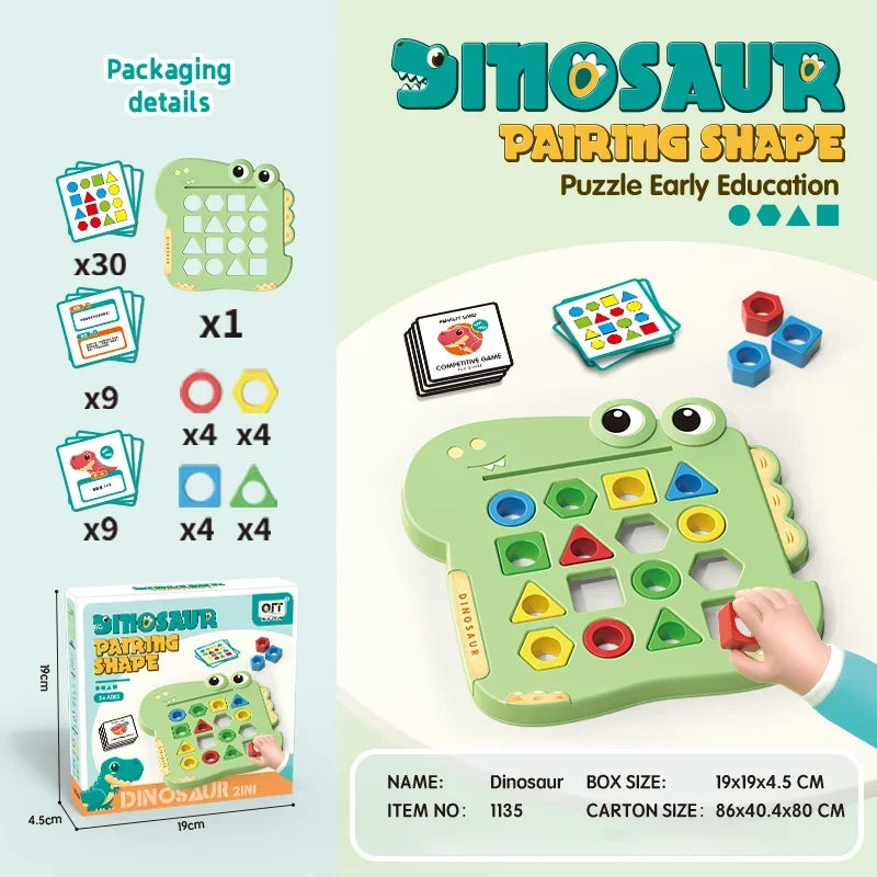 Dinosaur Pairs, Geometric Shapes, Matching Puzzle Toys, Enlightenment Thinking Training, Parent-child Interactive Board Game