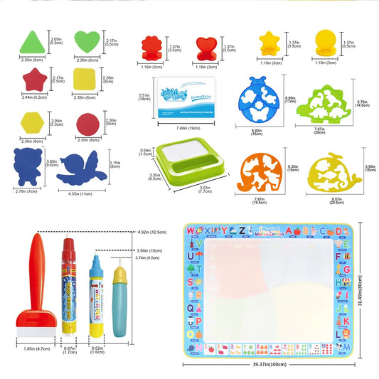 Coolplay Water Doodle Mat Coloring Drawing Mat with Reusable Magic Pens Montessori Painting Board Educational Toys Kids Gifts