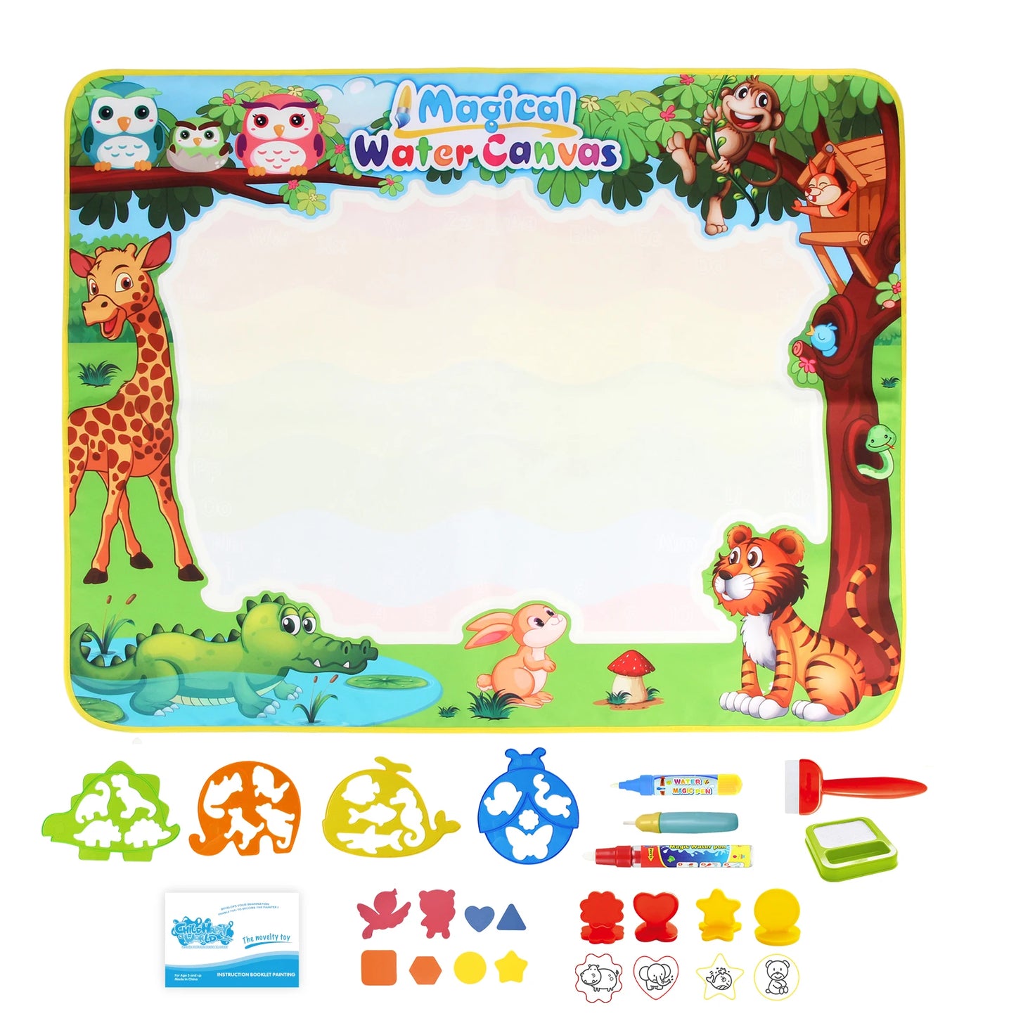 Coolplay Water Doodle Mat Coloring Drawing Mat with Reusable Magic Pens Montessori Painting Board Educational Toys Kids Gifts