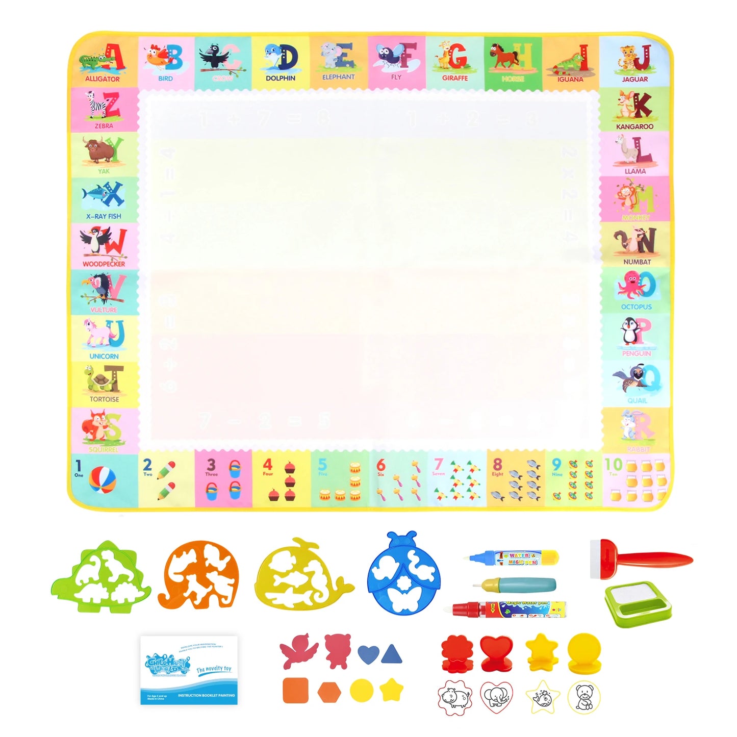 Coolplay Water Doodle Mat Coloring Drawing Mat with Reusable Magic Pens Montessori Painting Board Educational Toys Kids Gifts