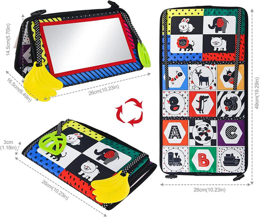 Baby Cloth Book with Distorting Mirror Soft Cartoon Parent-child Interactive Early Educational Montessori Toy for Children