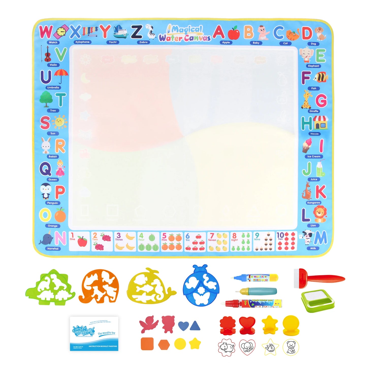 Coolplay Water Doodle Mat Coloring Drawing Mat with Reusable Magic Pens Montessori Painting Board Educational Toys Kids Gifts