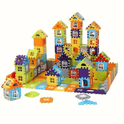 244-piece building block set, educational toys, creative cube building blocks with windows and walls, large size, random colors