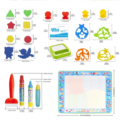 Coolplay Water Doodle Mat Coloring Drawing Mat with Reusable Magic Pens Montessori Painting Board Educational Toys Kids Gifts
