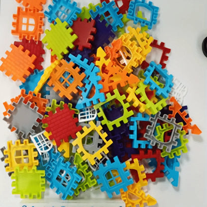 244-piece building block set, educational toys, creative cube building blocks with windows and walls, large size, random colors