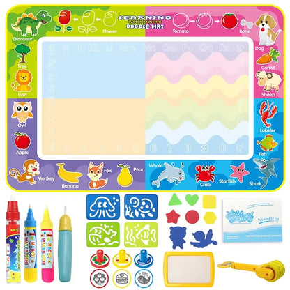 Coolplay Water Doodle Mat Coloring Drawing Mat with Reusable Magic Pens Montessori Painting Board Educational Toys Kids Gifts