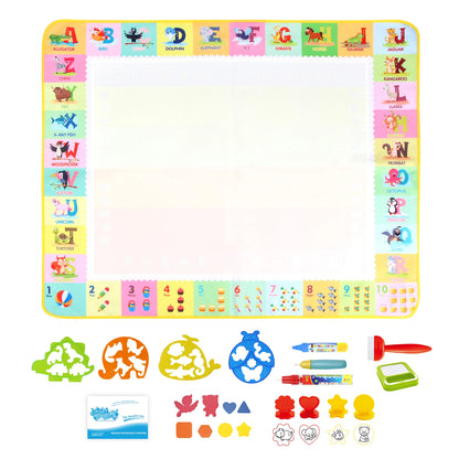 Coolplay Water Doodle Mat Coloring Drawing Mat with Reusable Magic Pens Montessori Painting Board Educational Toys Kids Gifts