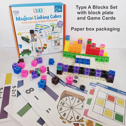 Linking Math Cubes Set of 100 Counting Blocks Toys Snap Blocks for Early Math and Construction Educational Toy for Preschool 3+